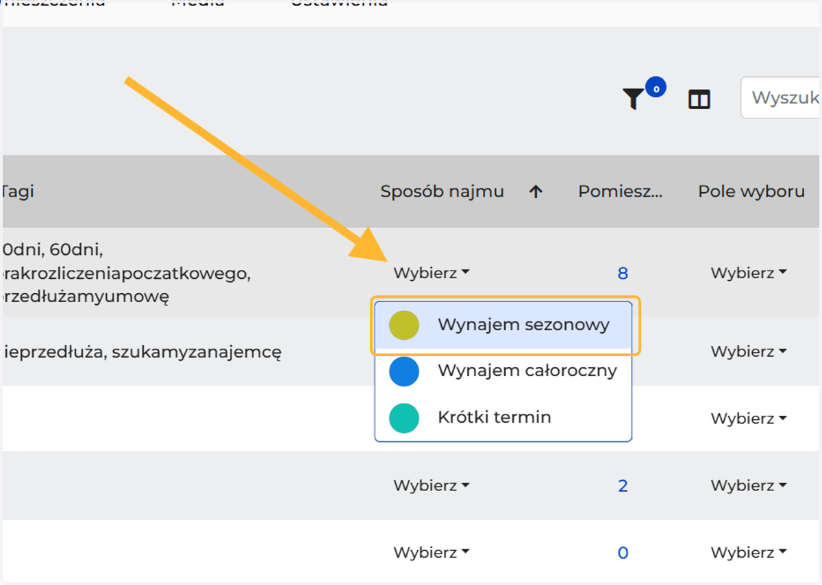 Teraz wystarczy, że przypiszesz etykietę dla poszczególnych nieruchomości