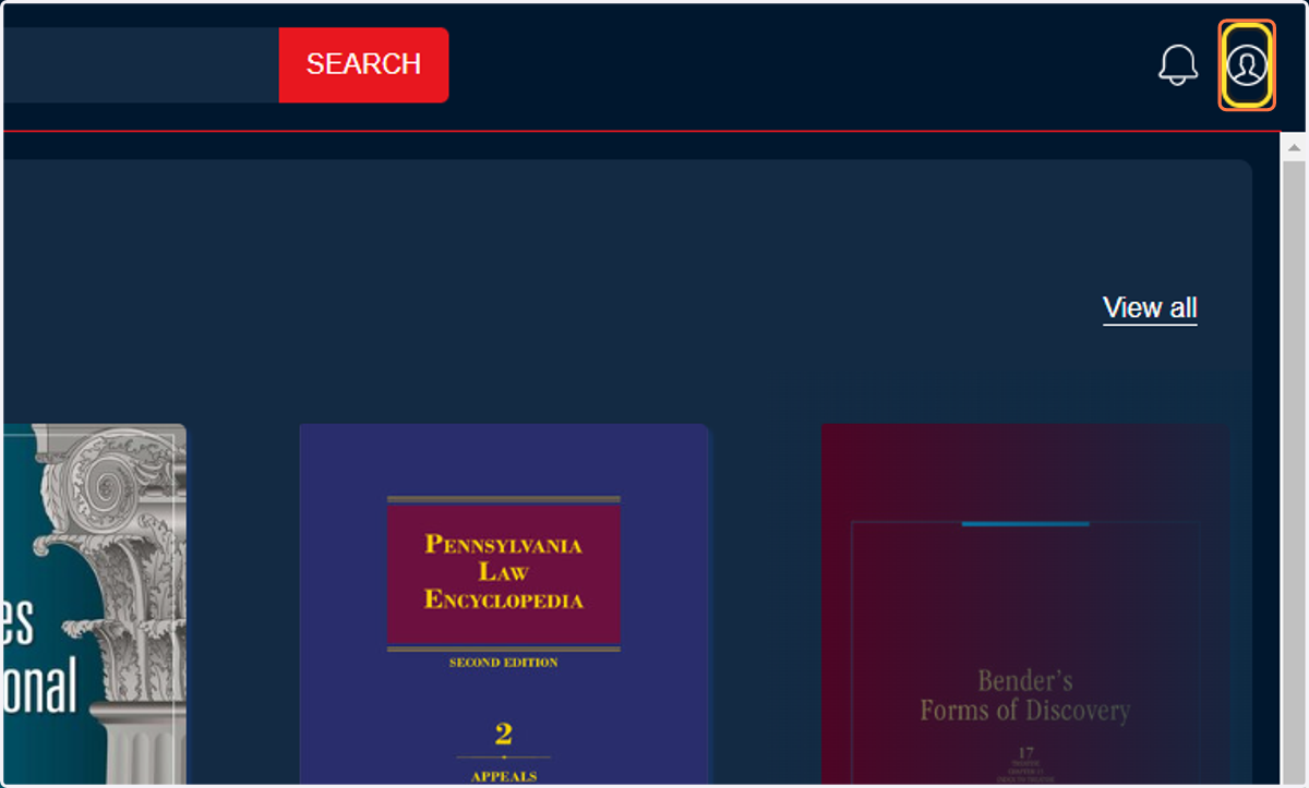 Click on the "My account" icon in the top right corner of LexisNexis Digital Library.