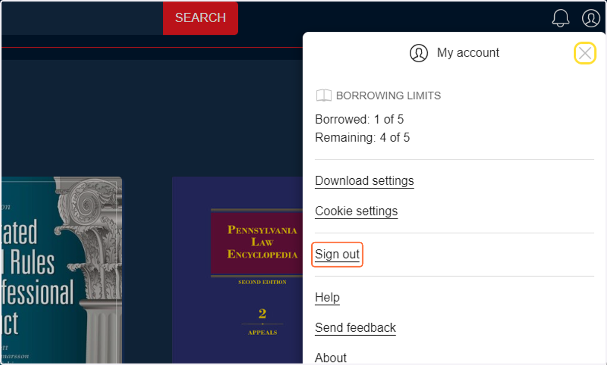 Click on "Sign out" from the dropdown menu.