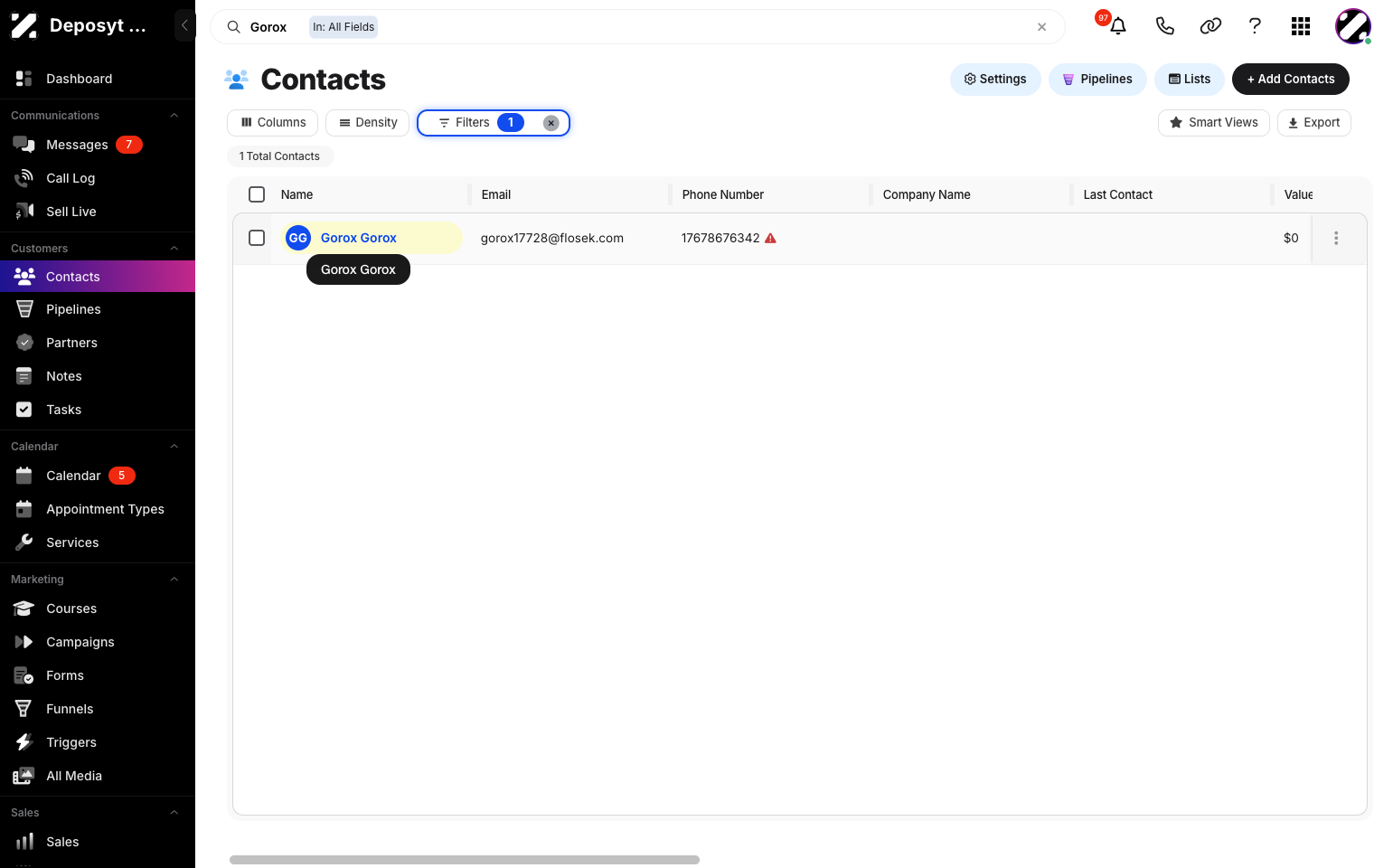 Step 2 : Click on the customer’s name.