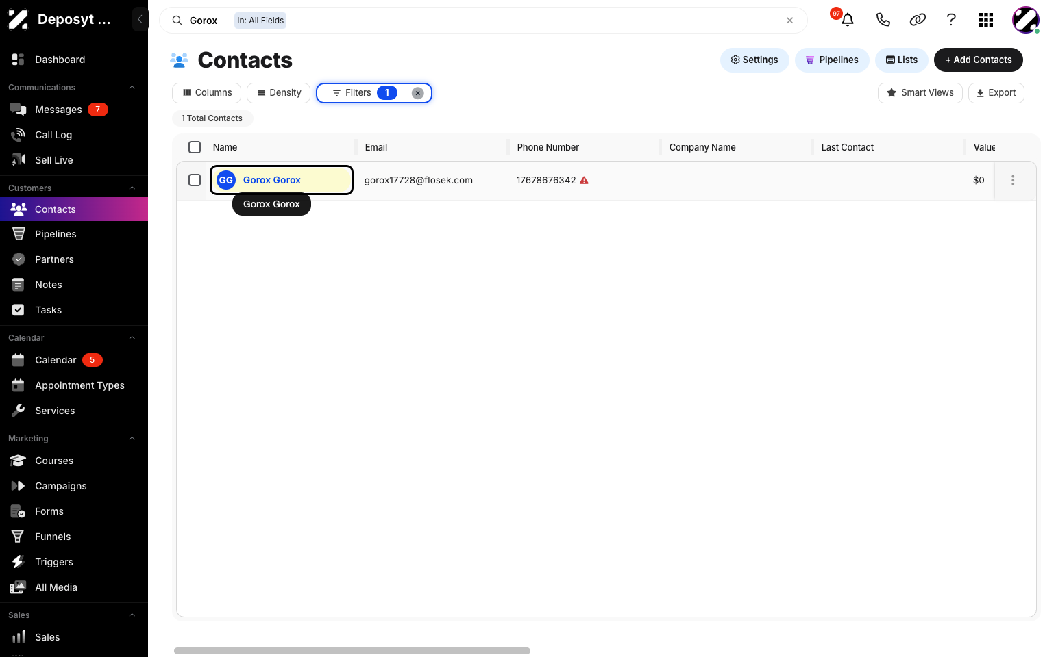 Step 2 : Click on the customer’s name.