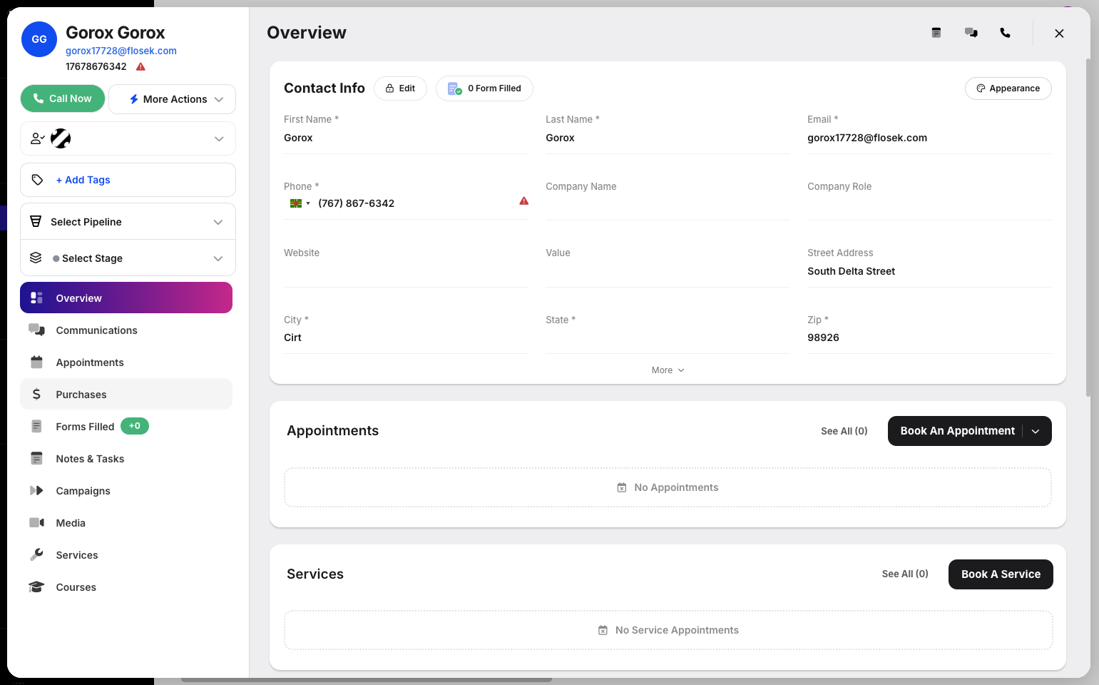Step 3: The Customer Modal will appear. Click the Purchases tab under the Appointments tab.