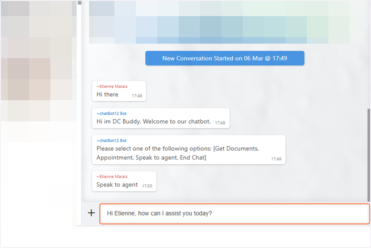 In Laminin the conversation is assigned to an agent who replies to the customer