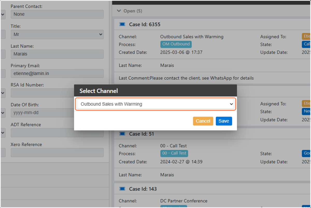 Select the Campaign that the ticket should be created in