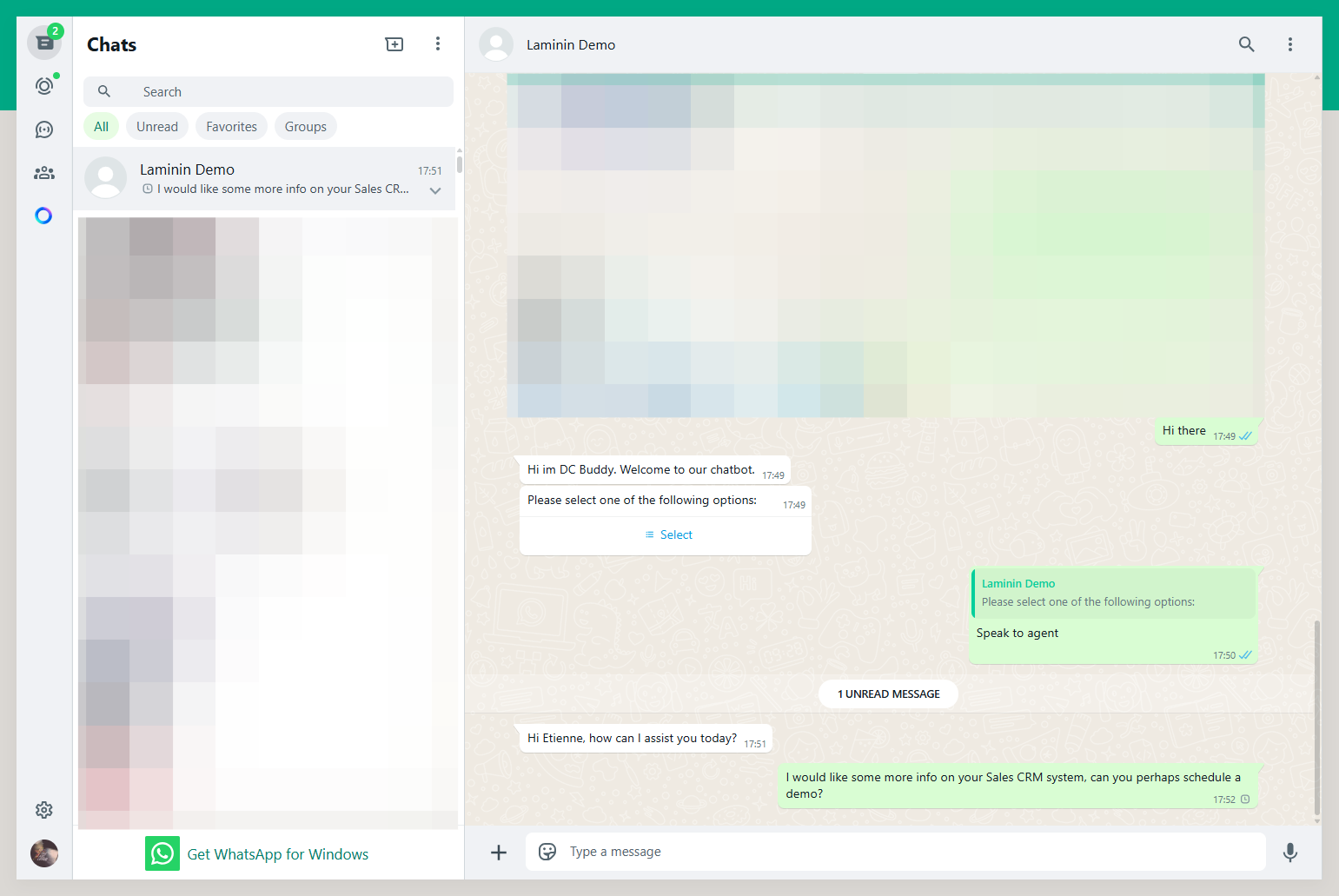 The customer replies with a request for more information and to be contacted.