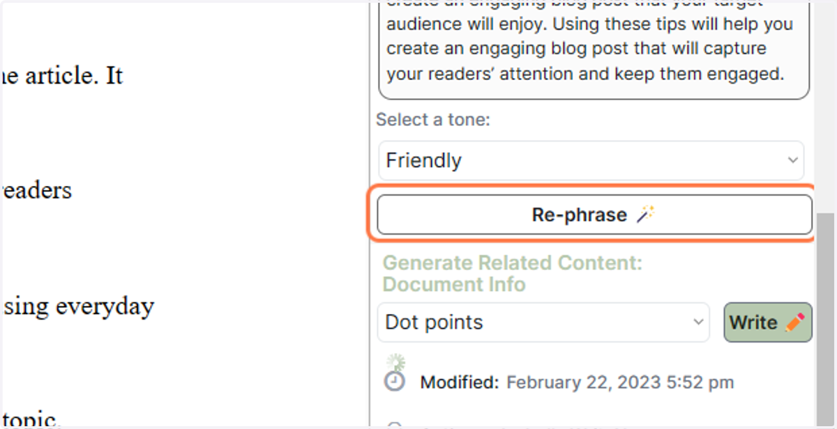 Click on Re-phrase 🪄