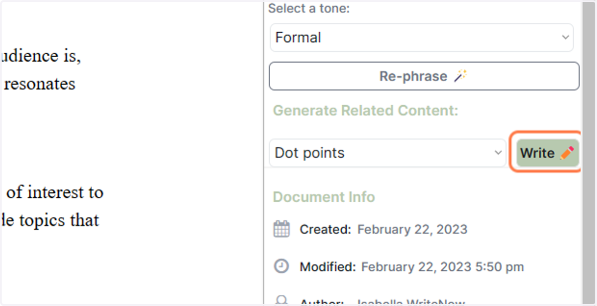 You can select a tone you wanClick on Write ✏️
