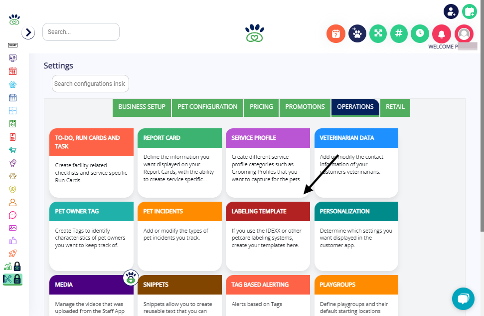 Click on "Labeling Template"