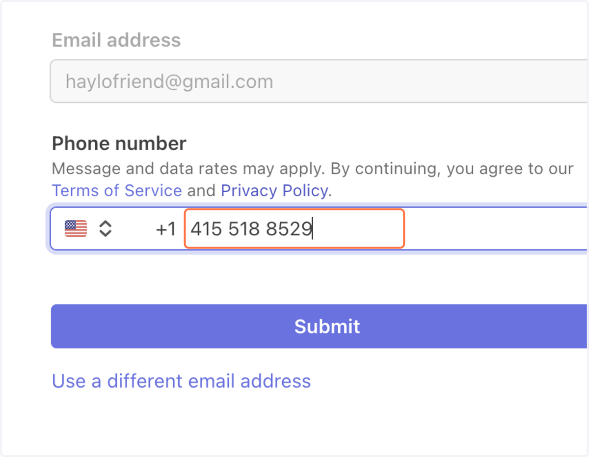Type your phone number