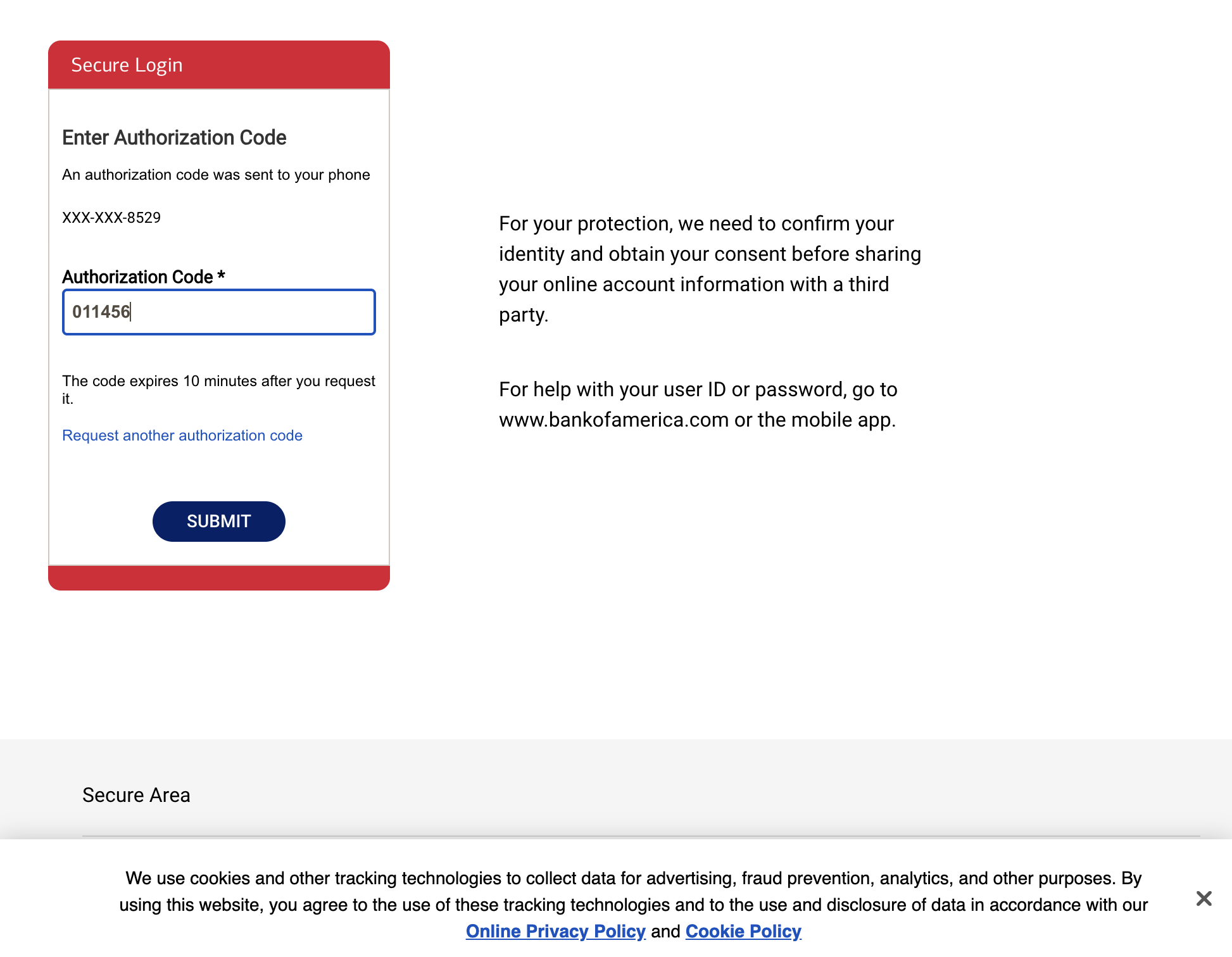 Enter the 6 digit code you received via text/phone