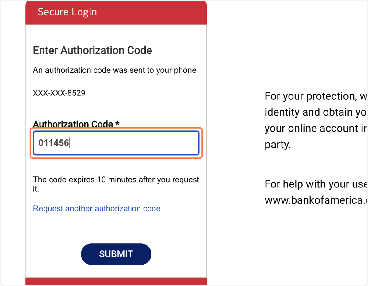 Enter the 6 digit code you received via text/phone
