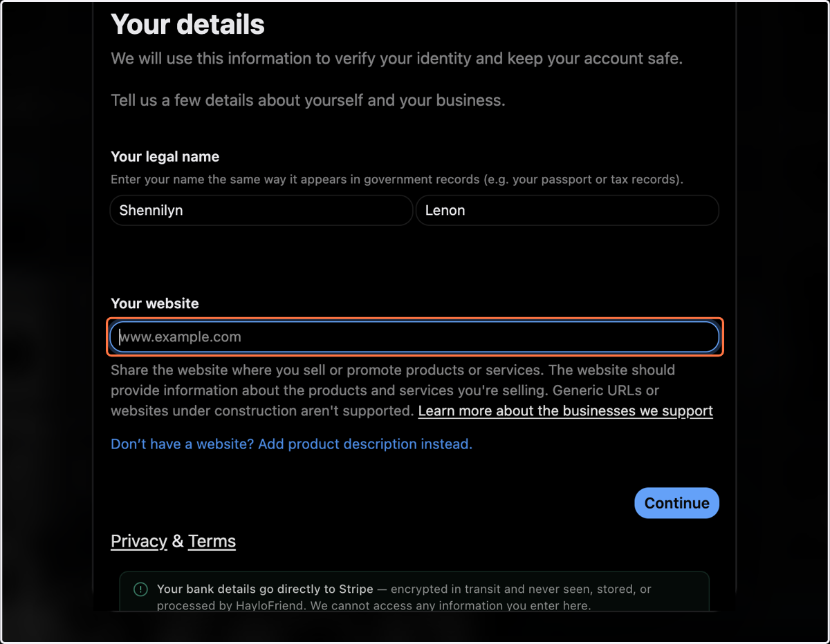 Type Your website - if you have a personal/business website