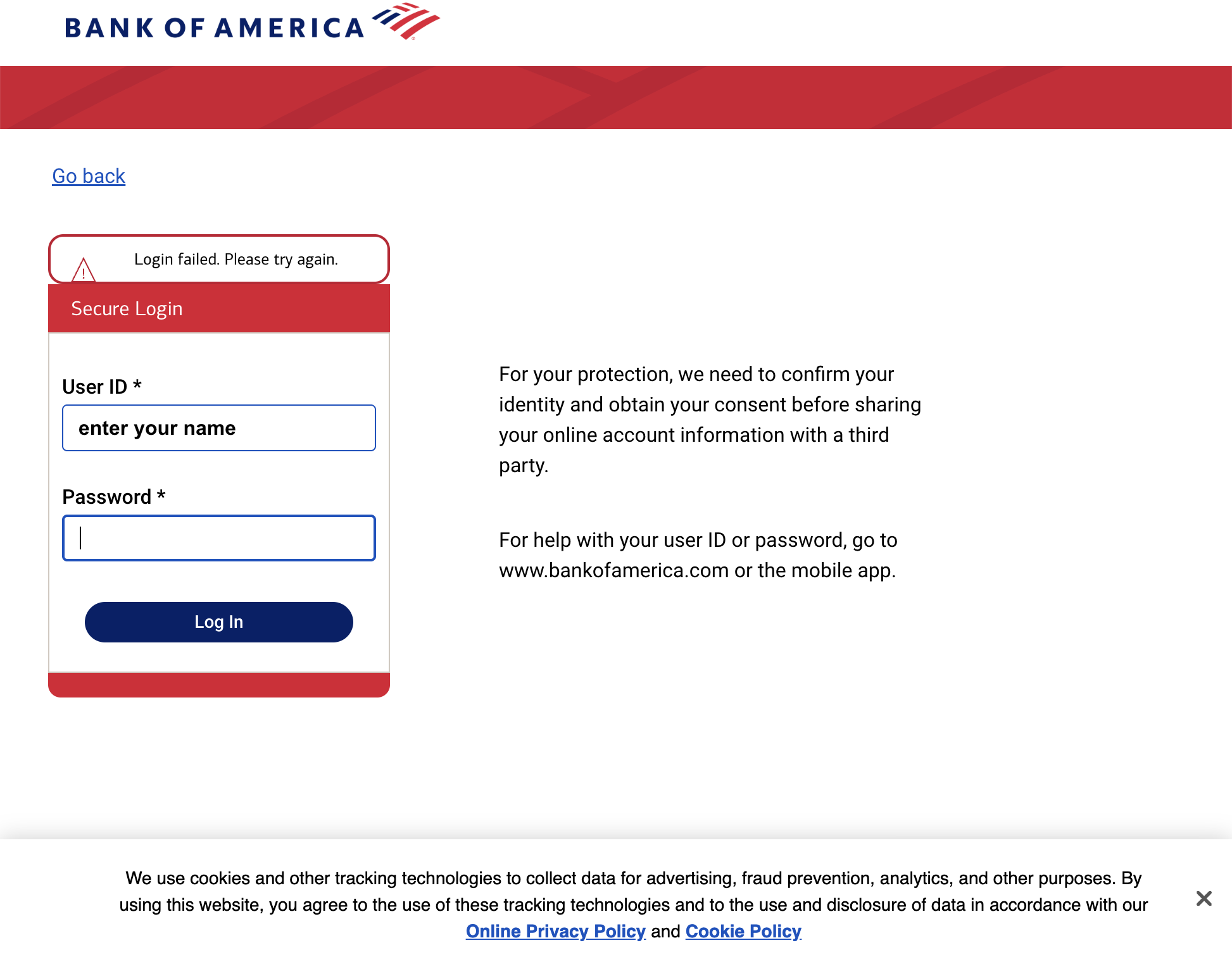 Authenticate with your bank.