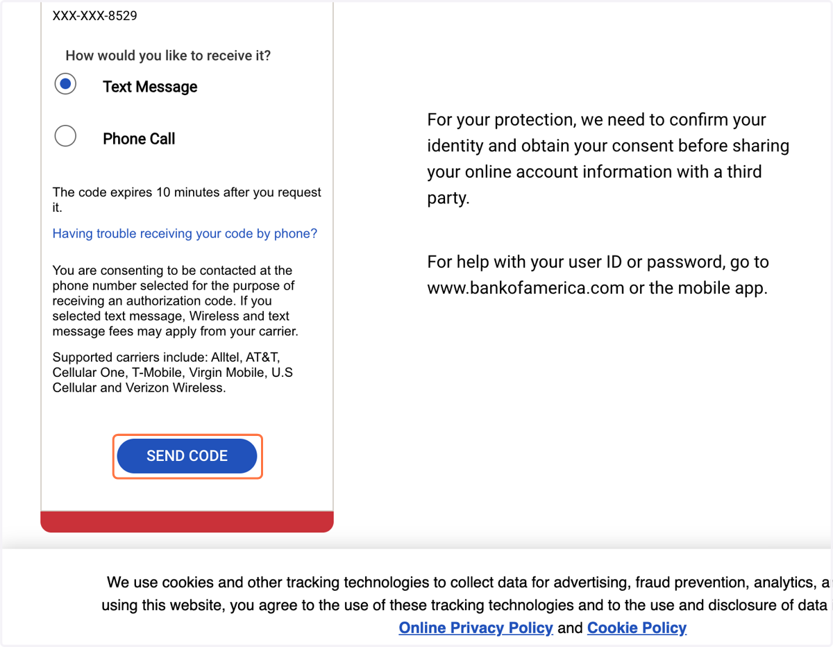 Click on SEND CODE