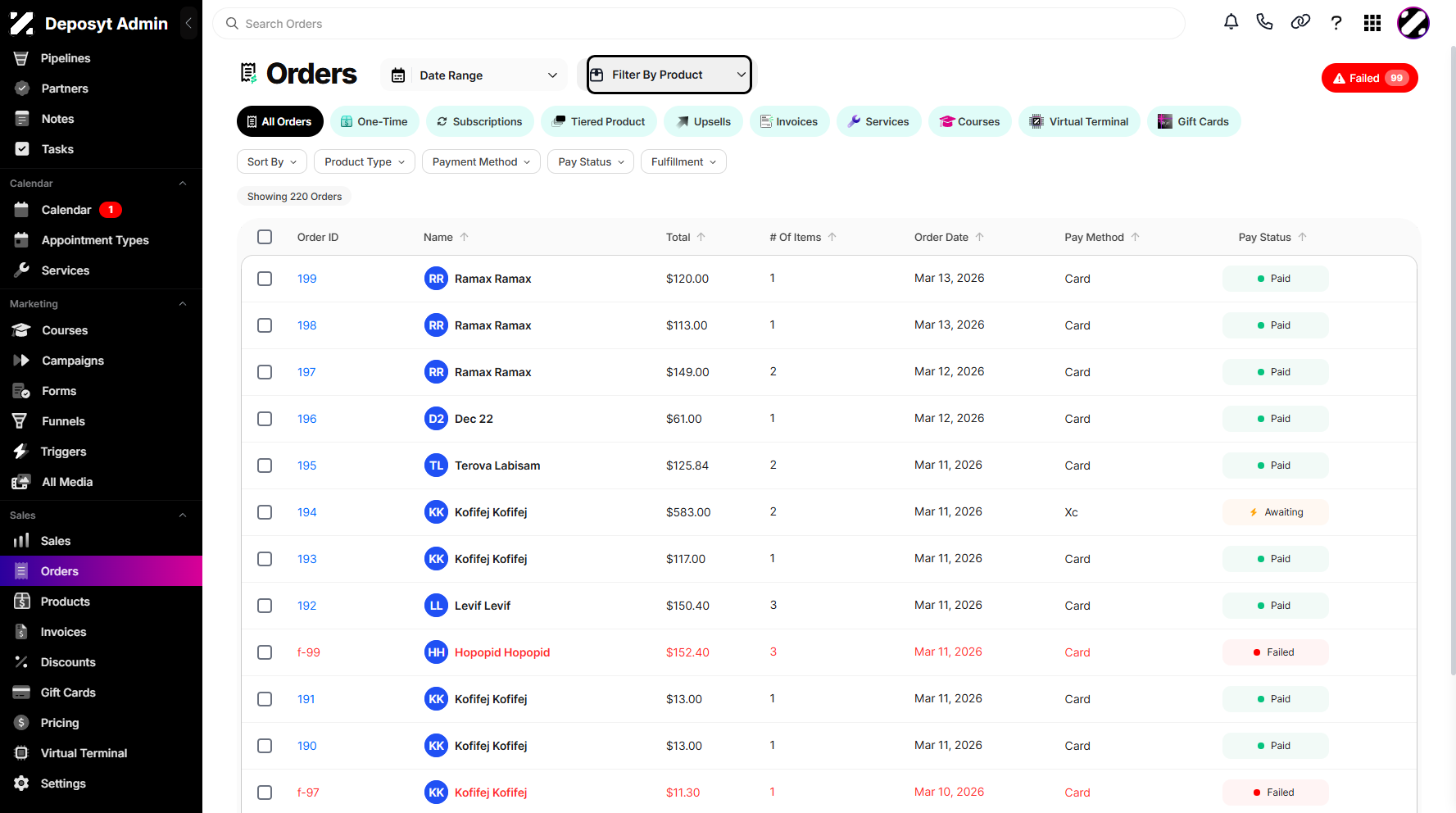 Step 3: Click on Filter By Product dropdown menu to proceed.