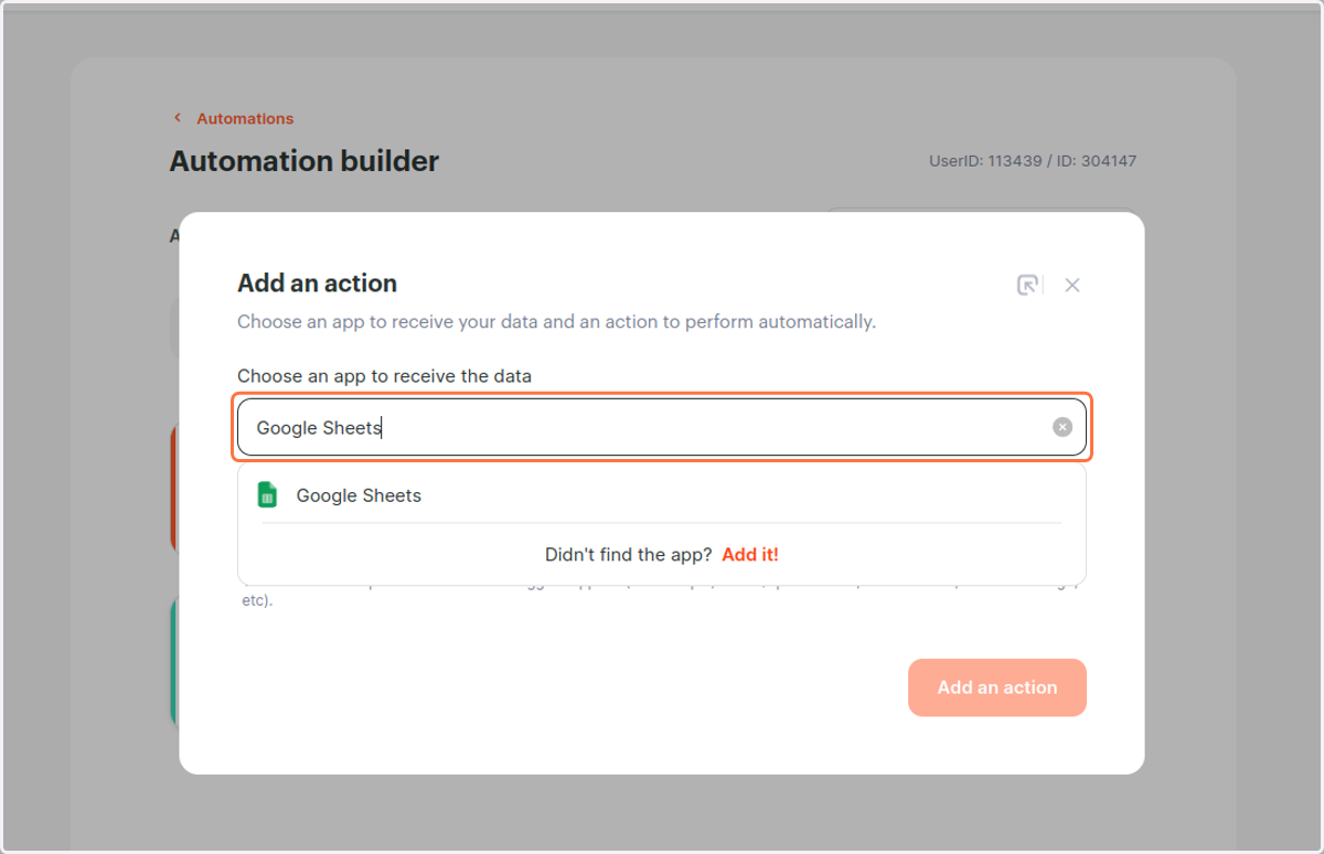 Type "Google Sheets"