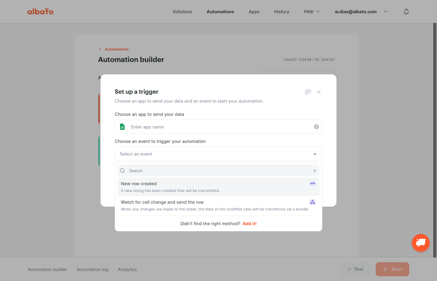 Click on New row created…