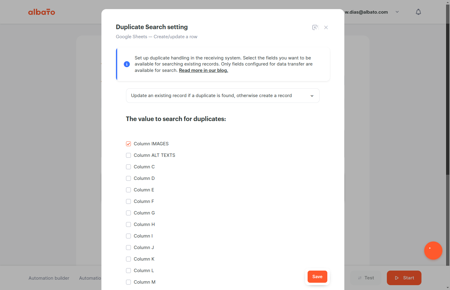 Check Column IMAGES and Column ALT TEXTS