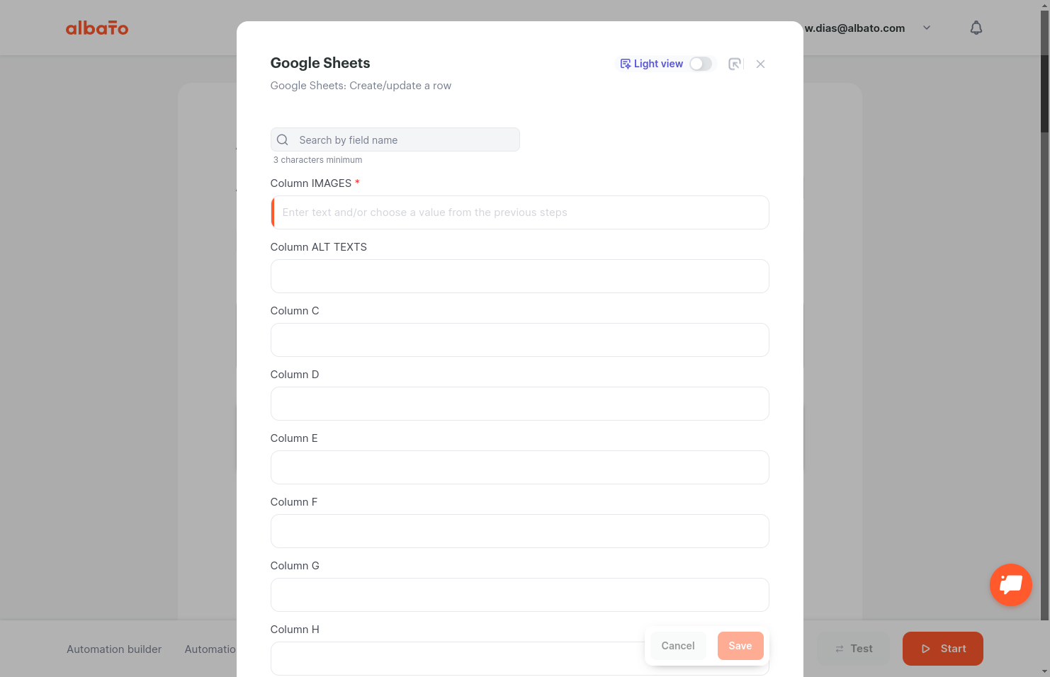 Click on Enter text and/or choose a value from the previous steps…