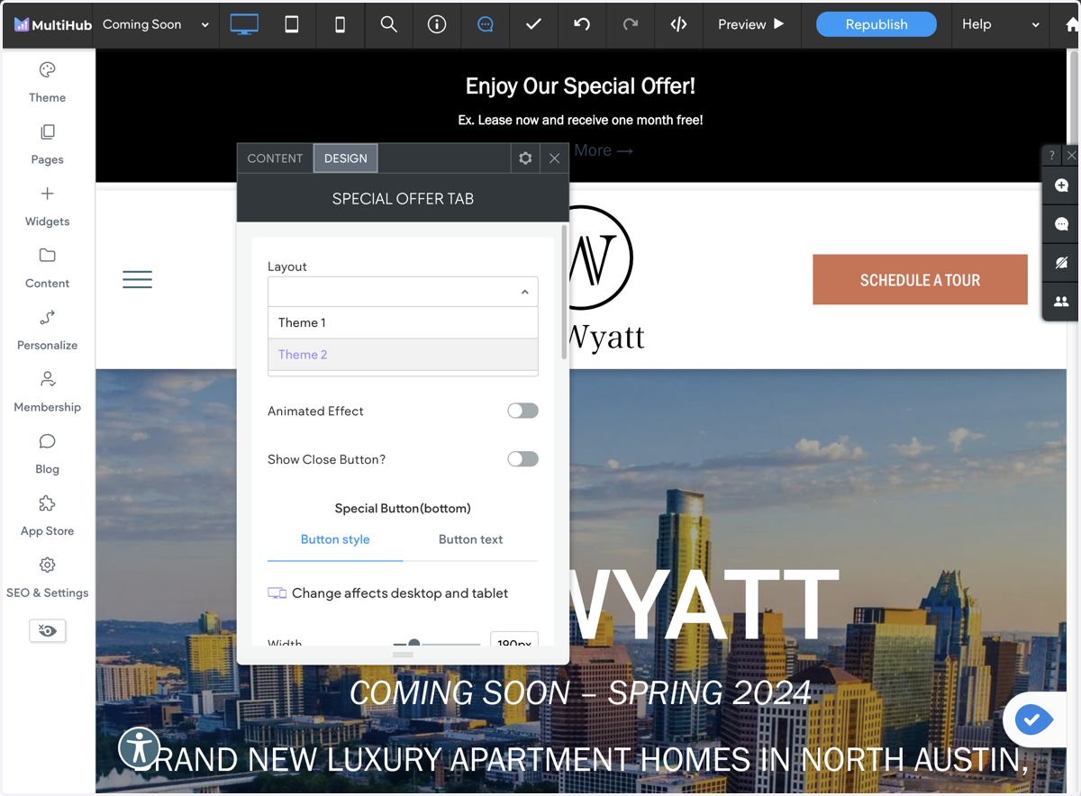 Find the banner at the top of the page, then click on it to access the settings for updates.
