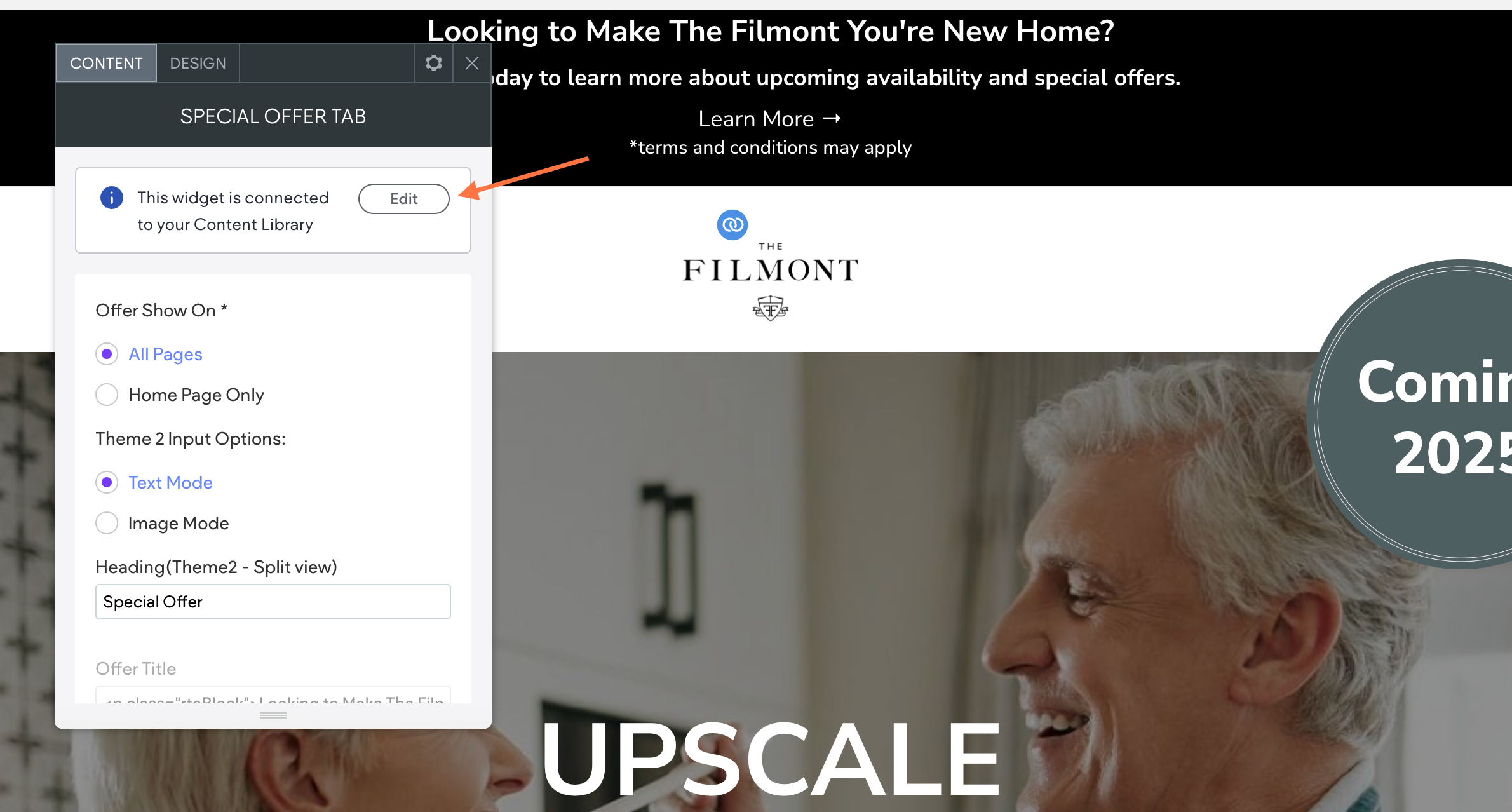 If the special is connected to data, you'll need to hit the edit button.