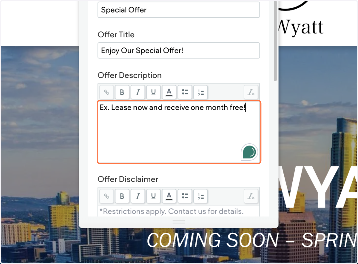 Update the Offer Description.