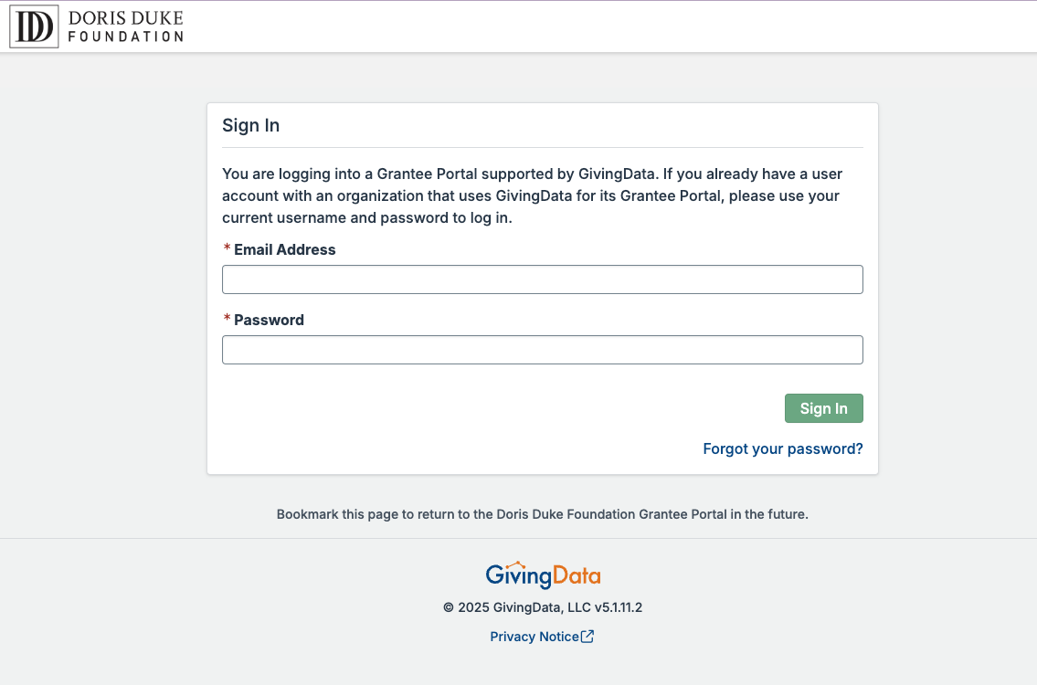 Sign in to the Grants Portal