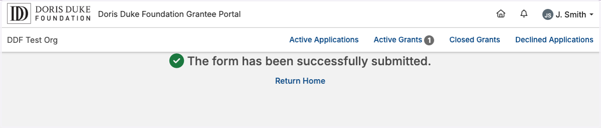 The page will display a confirmation once submitted, and you will also receive a confirmation email.