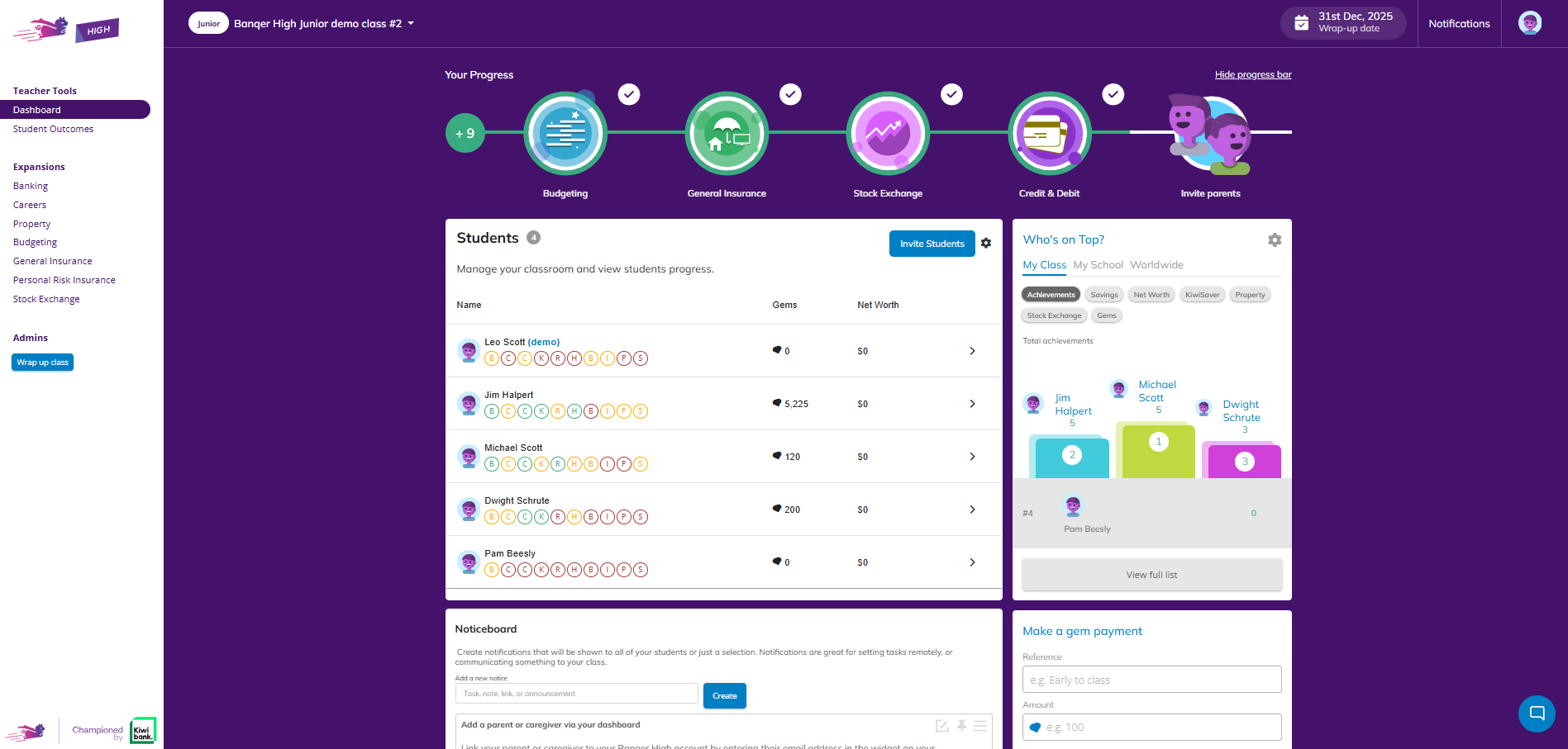 You will see your students in the Class Overview section