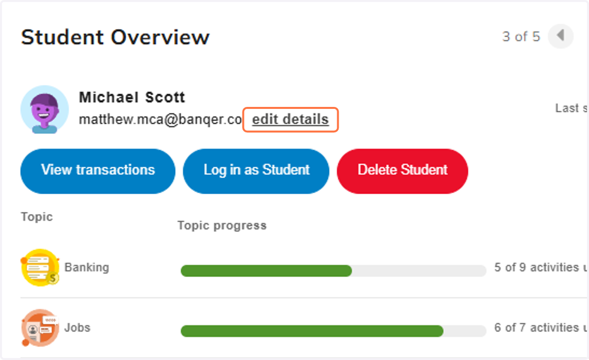 You will firstly see the Student Overview. Click the Edit Details button