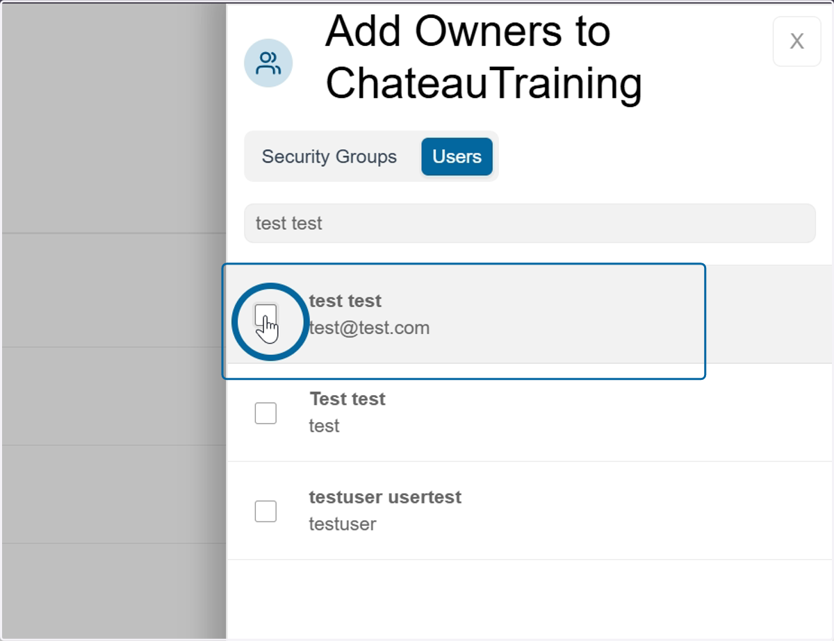 Check the box next to the users name. Repeat for any other users you want to add as an owner