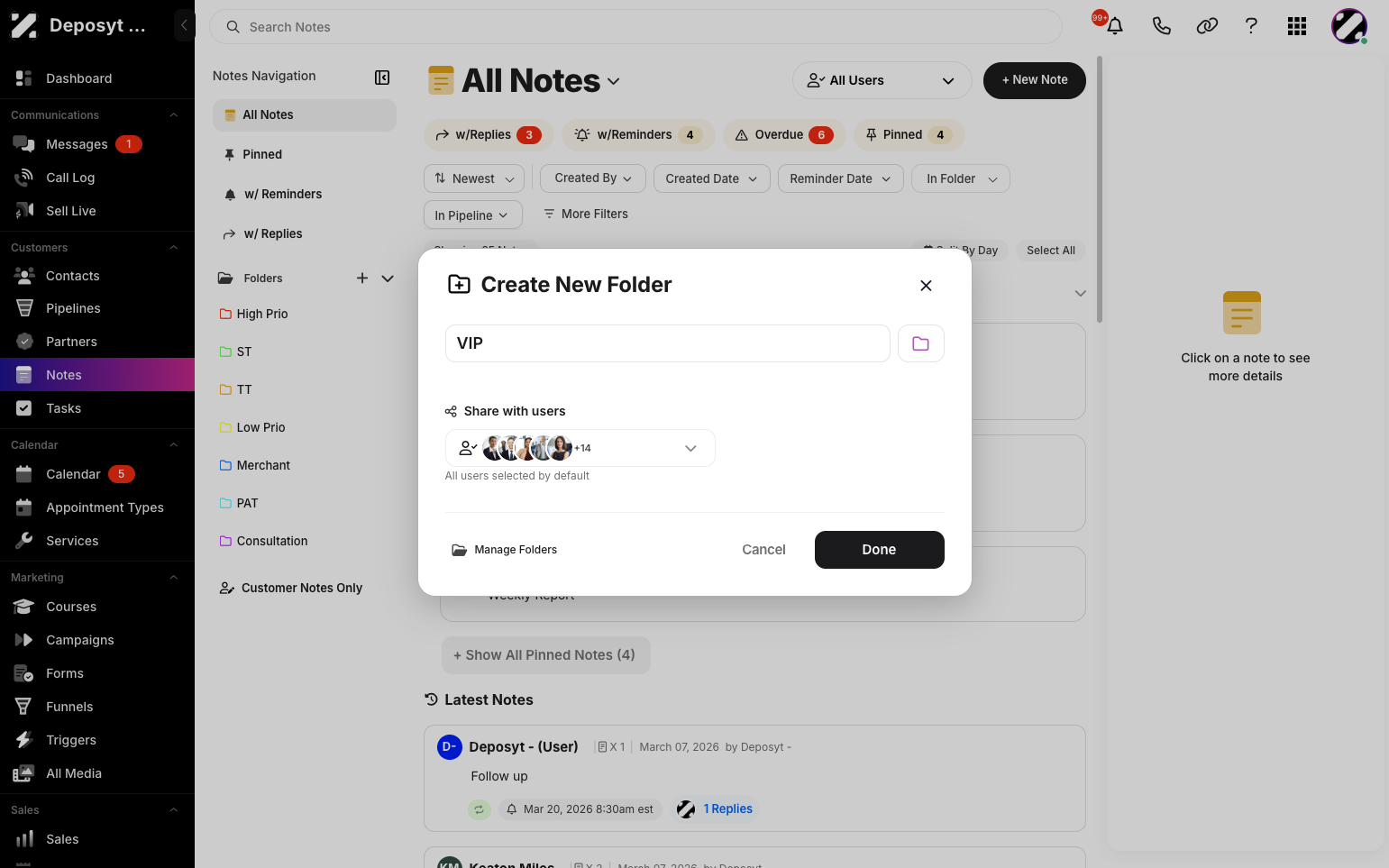 Step 6: You can manage your existing folders by clicking the ‘Manage Folders’ button.