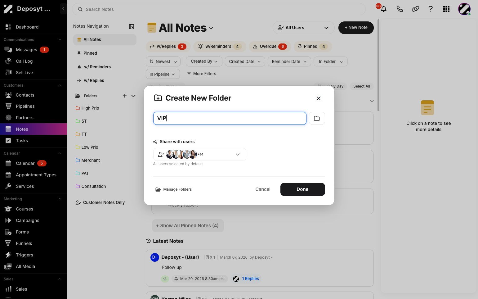 Create and Manage Notes Folders