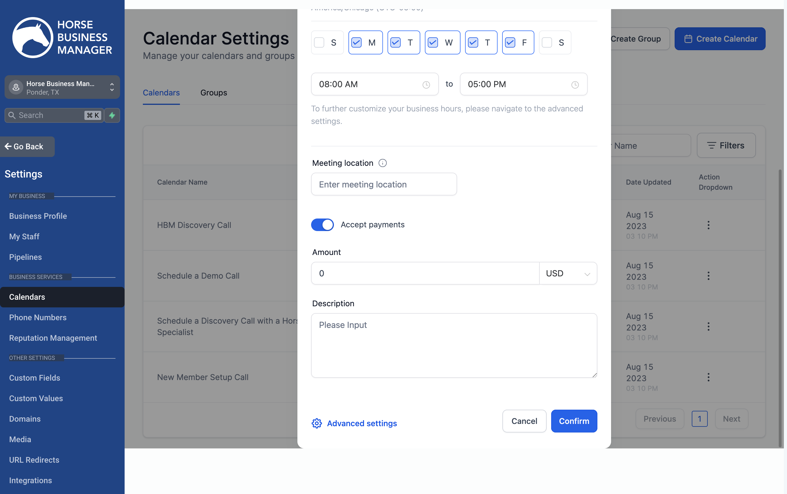 (if using) put in the pricing details for the appointment