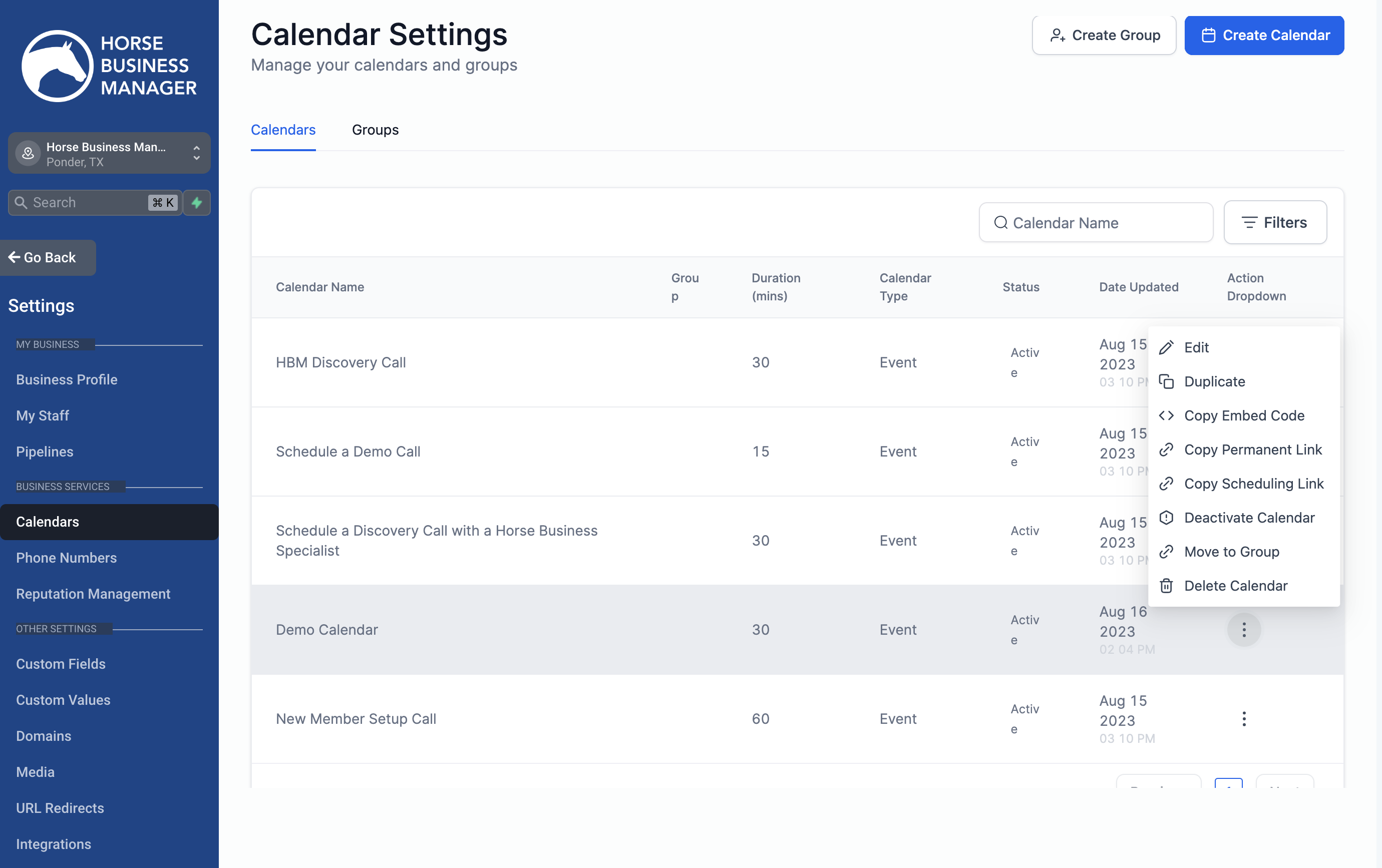 To make additional edits to your calendar, click on the three dots