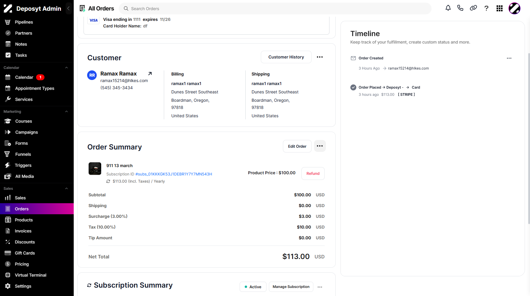Step 5: Scroll down to the Order Summary and click on the three-dot menu.