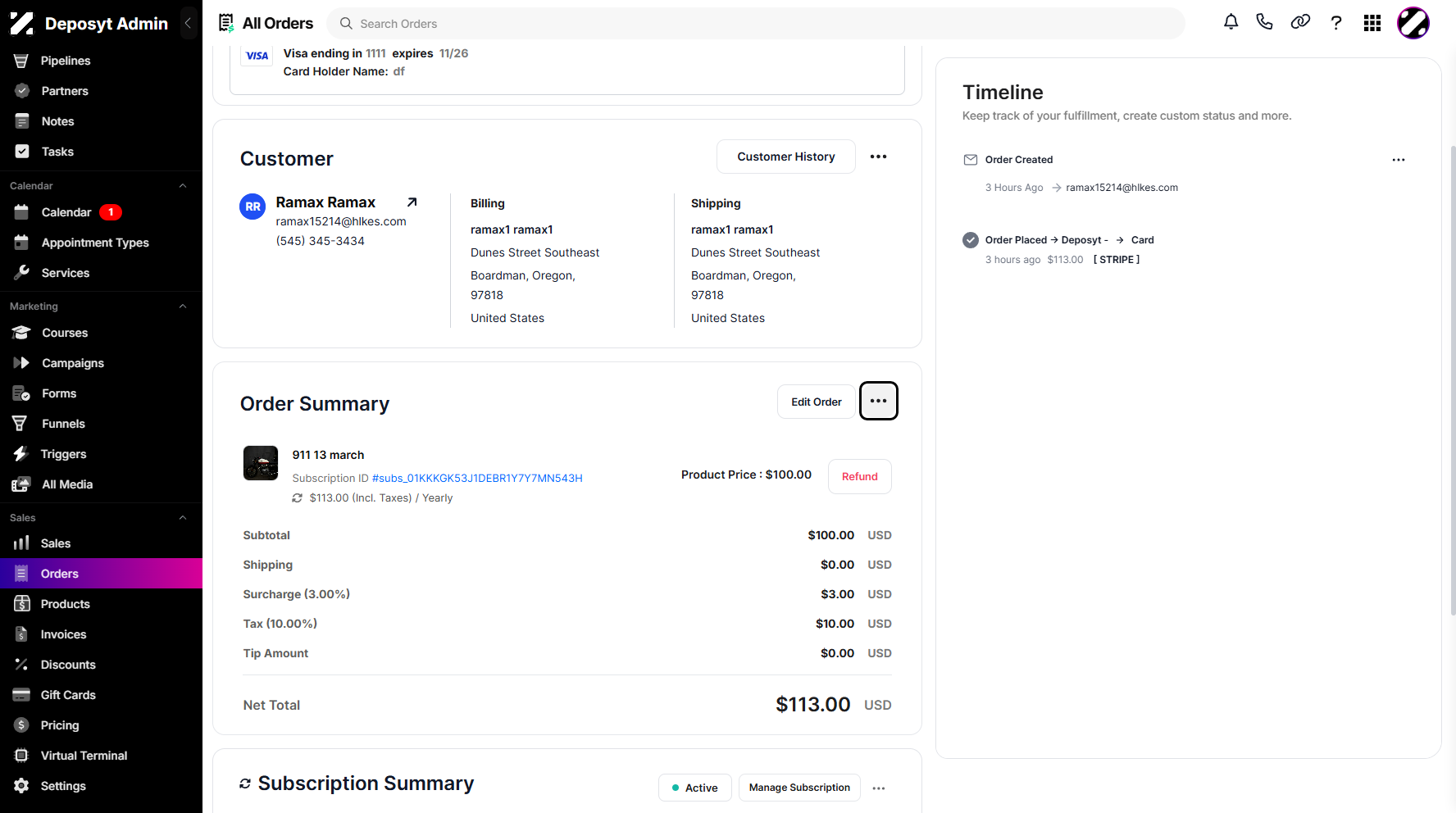 Step 5: Scroll down to the Order Summary and click on the three-dot menu.