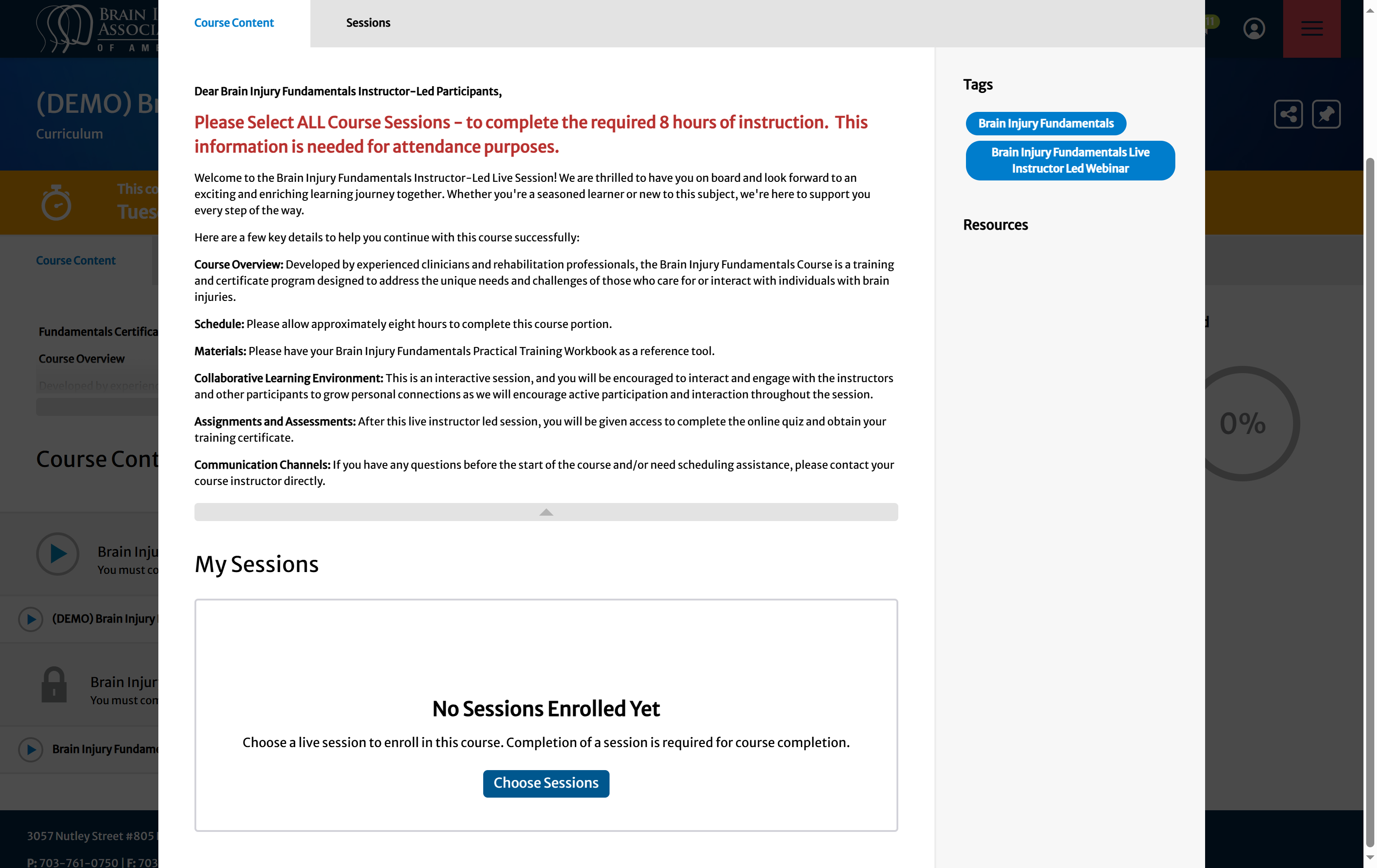 Click on Choose Sessions
