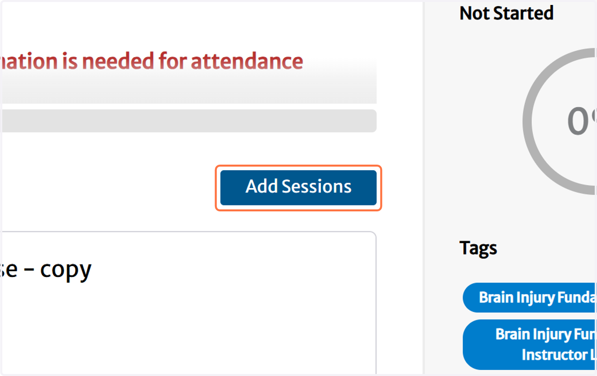 Click on Add Sessions - (to view all sessions if not already fully displayed)