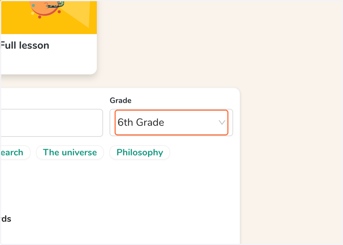 Click on the appropriate grade level
