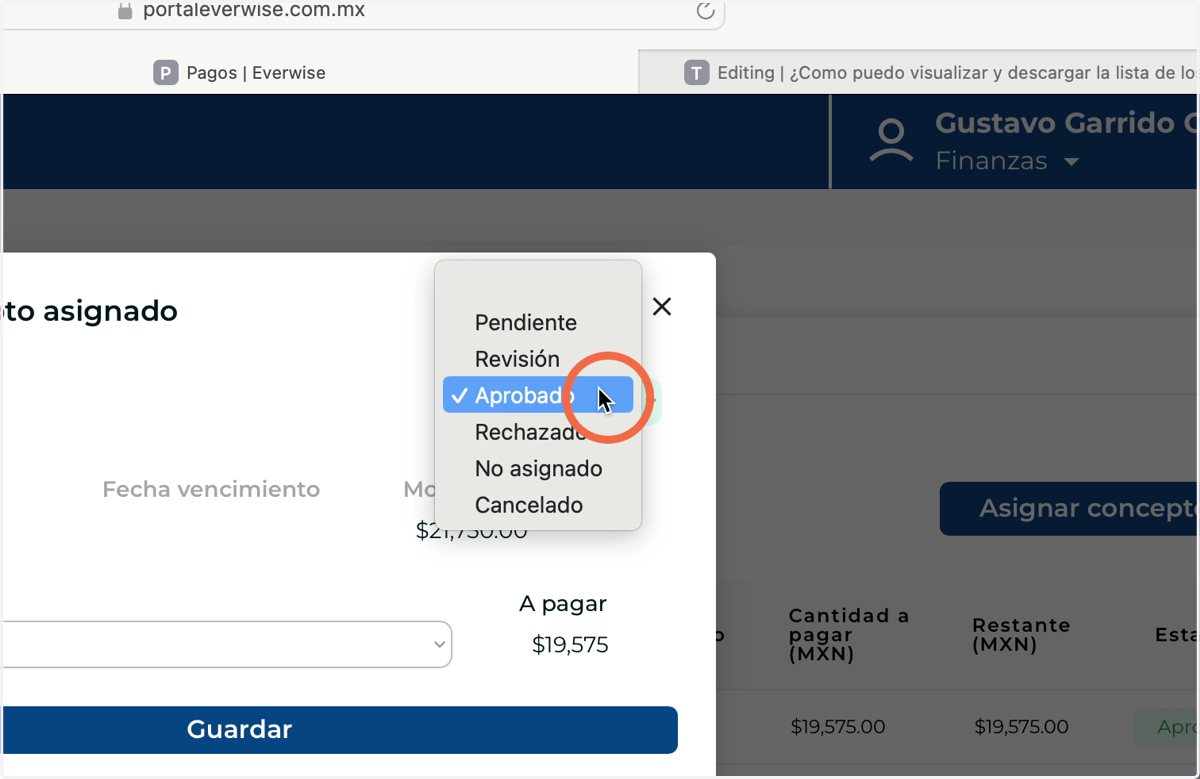 Editar Concepto Asignado