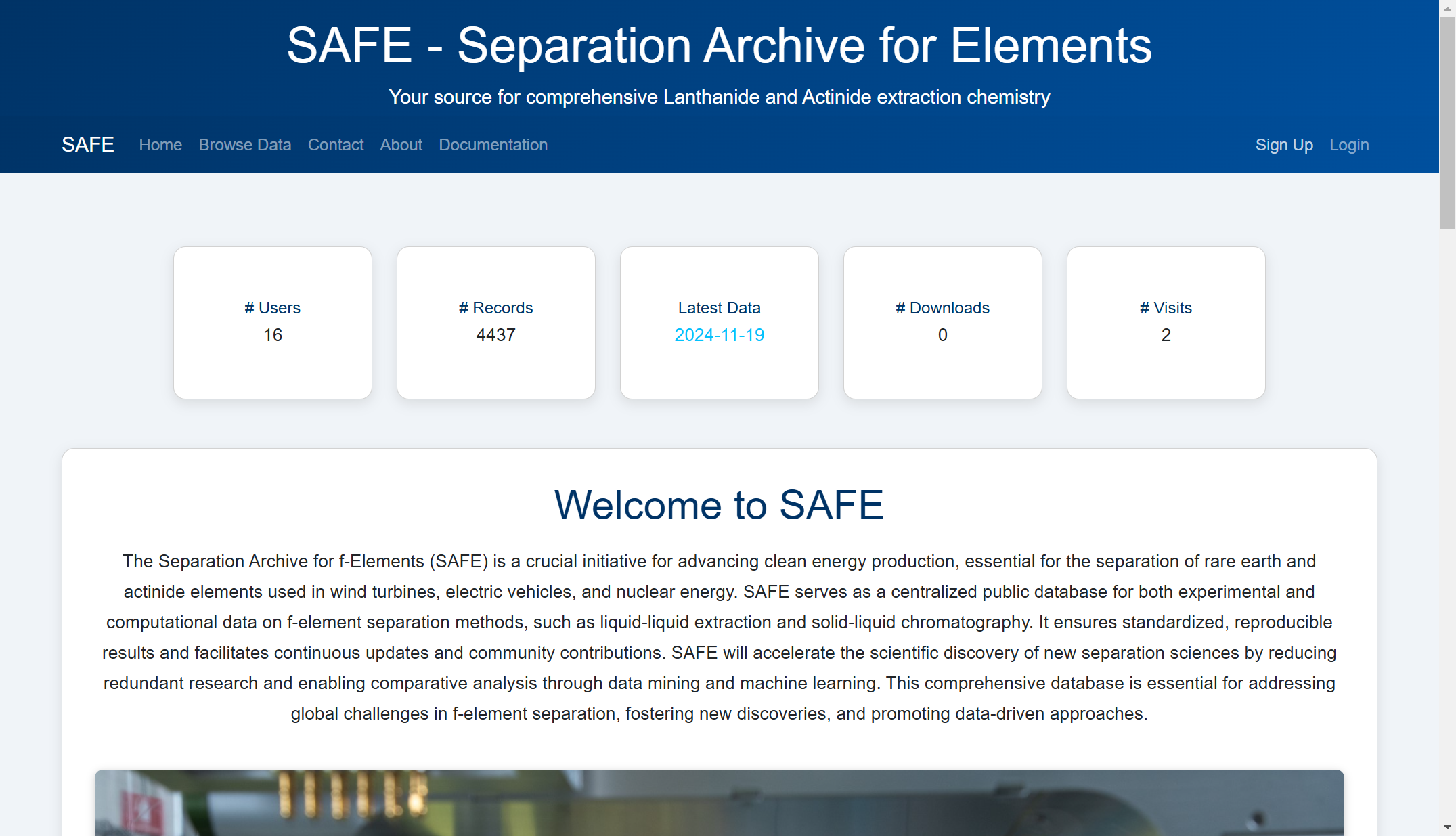 You need to sign up to use our database if you're a new user. Click on the "Sign Up" tab to continue.