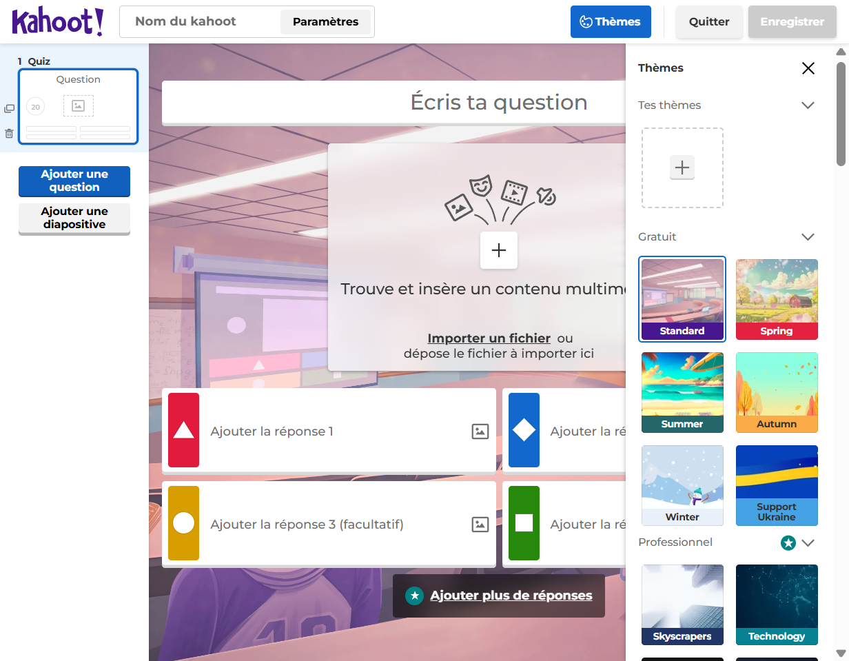 Clique sur le bouton "Ajouter une question"