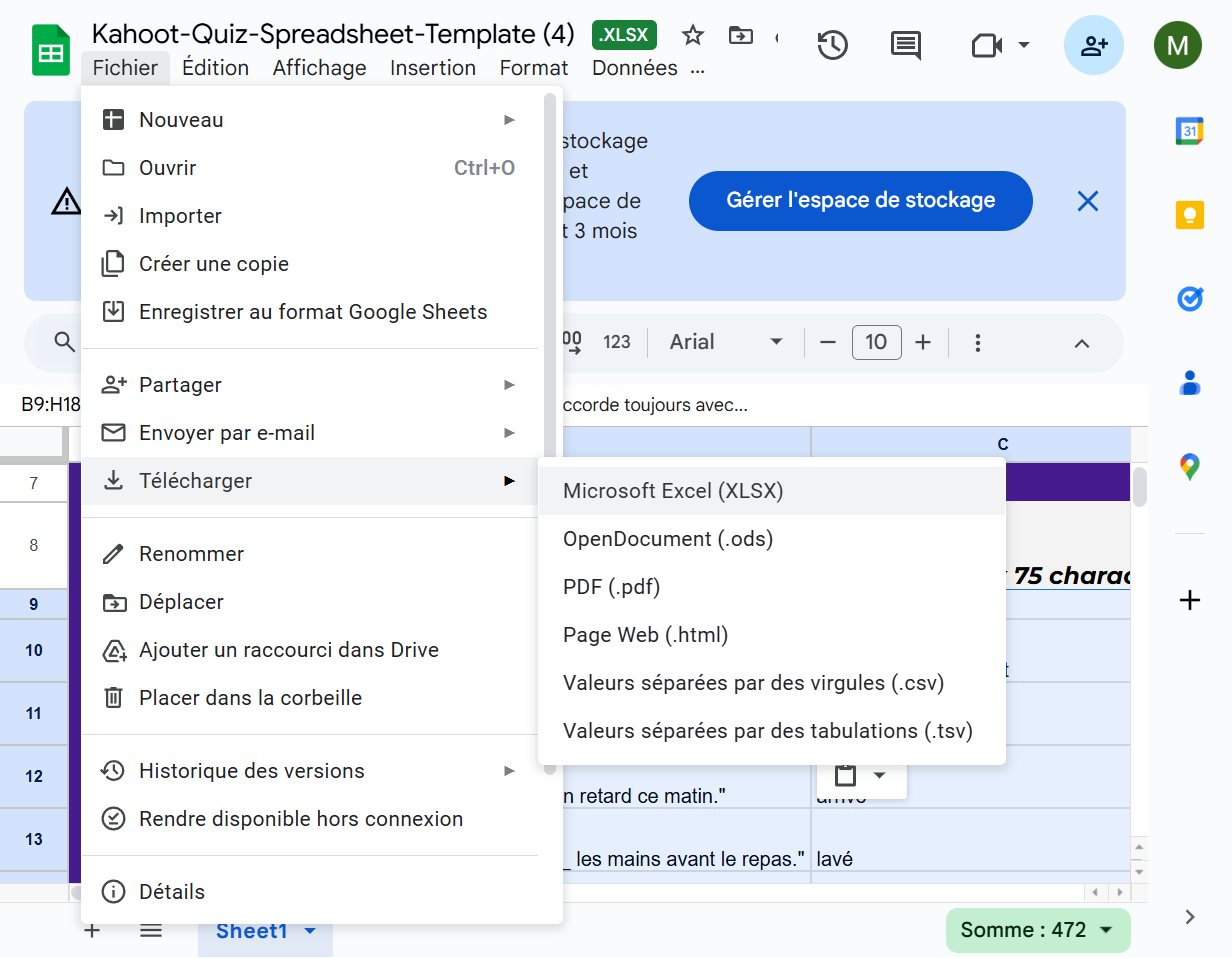 Click on Microsoft Excel (XLSX)