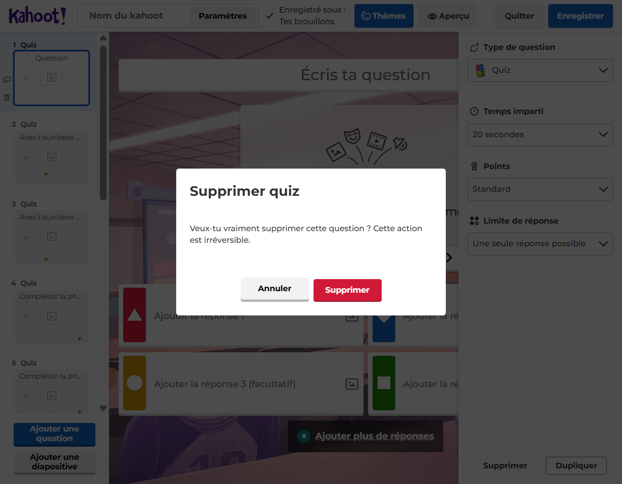 Clique sur "Supprimer".