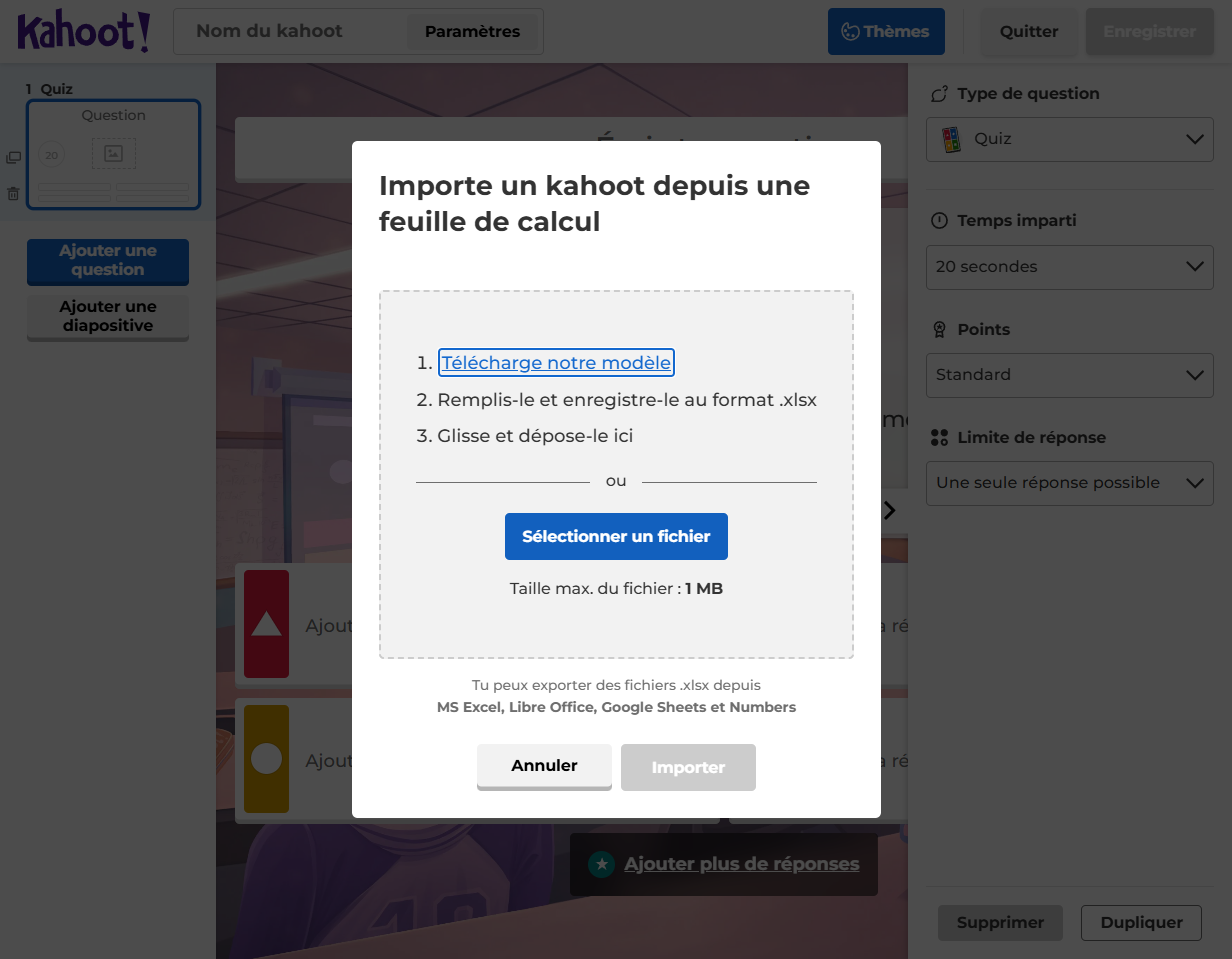 Clique sur le bouton "Sélectionner un fichier"