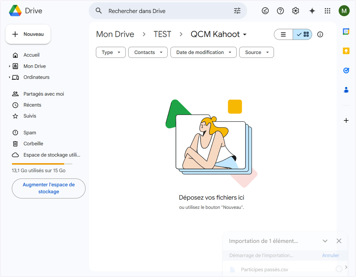 Sélectionne le fichier avec l'extension ".csv" dans le menu