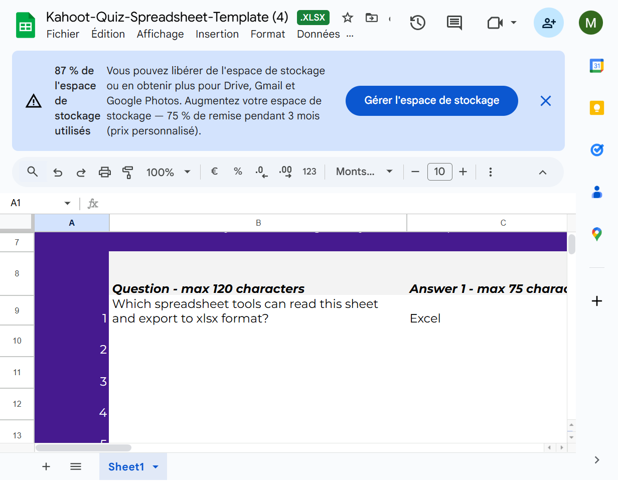 Efface la première ligne à partir de "Which spreadsheets (...)"