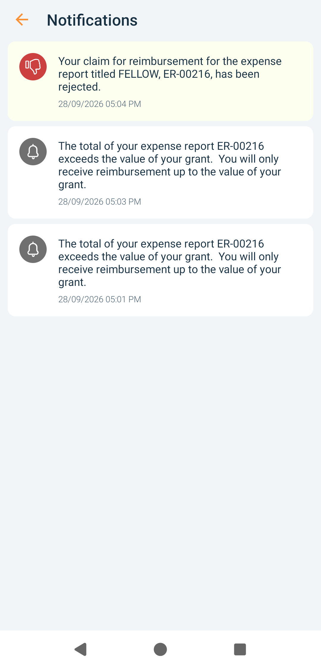 The app will notify you about updates on the status of report.