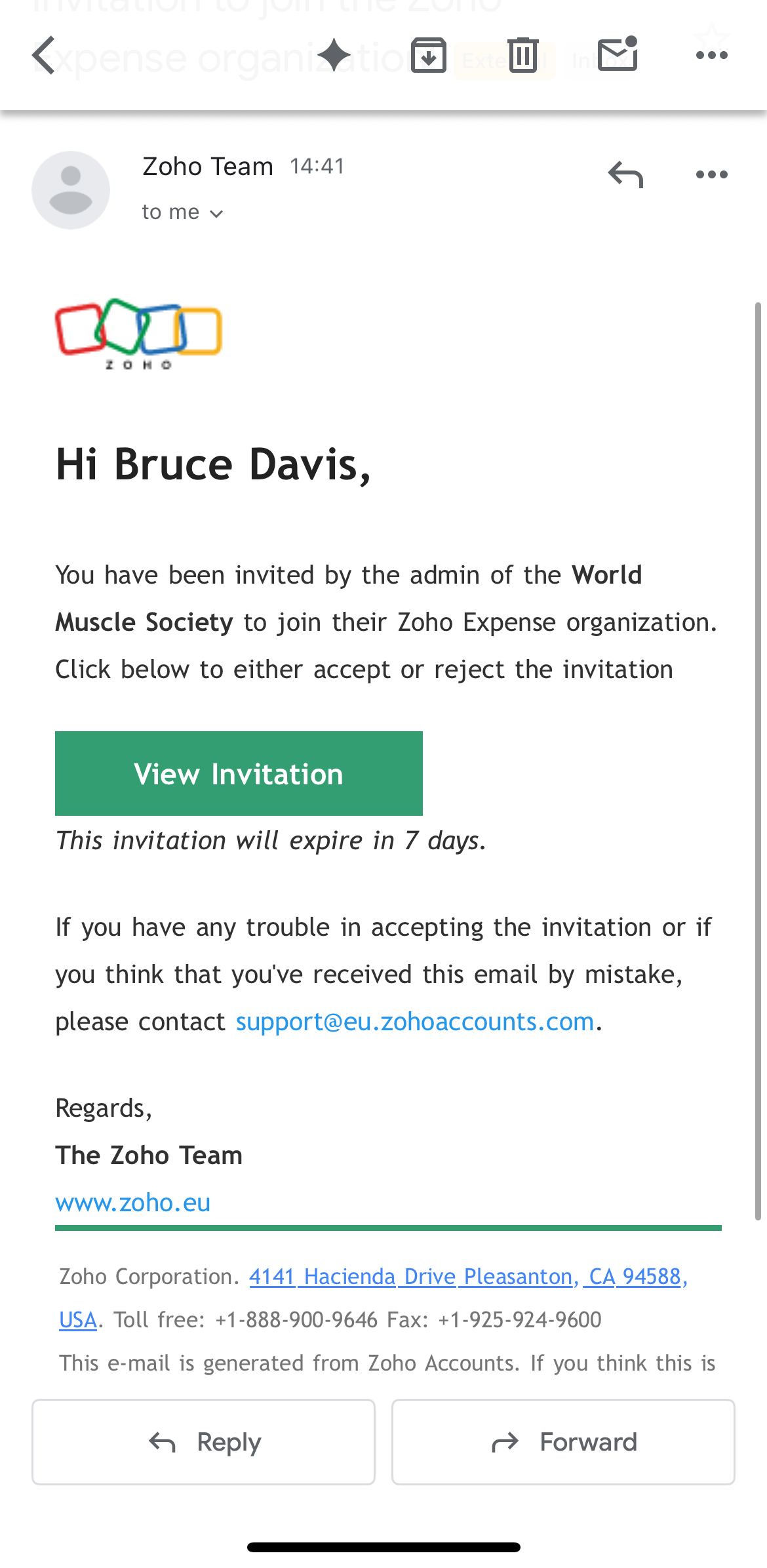 You will receive an email inviting you to join the WMS Zoho Expenses organisation.